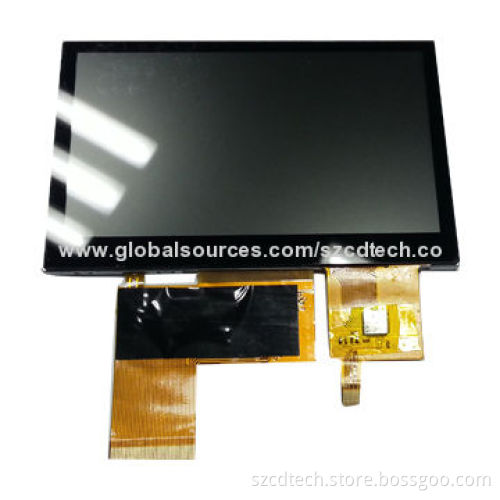 4.3" TFT LCD with 480(RGB)x272 resolution, 24bit RGB interface, 450nits